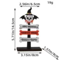 Halloween wooden tabletop sign decoration with skull and bone design for party decor. - AA2-37 Skeleton