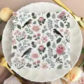 Floral bird printed paper napkin for party and wedding table decor, premium disposable paper tissue. - Retro Bird Floral Style (1125) / Pack of 20