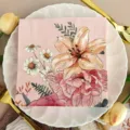 Floral printed paper napkin for party decoration, elegant pink design for table setting. - Pink Watercolor Floral Style (1124) / Pack of 20