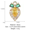Verguld messing fruit hanger bedel met kleurrijke zirkonia stenen voor sieraden maken. - 14K Goud Geel Zirkoon Radijs Stijl (ZX1612)