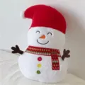 Christmas snowman plush pillow red Santa hat cute holiday decorative cushion for couch sofa - Smiling Snowman / 48*33cm / White