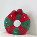 Christmas wreath plush pillow red and green festive sofa cushion home decor variant item - Bow Combination / 38 cm / Red and Green