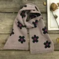 Sciarpa in maglia per bambini con motivo floreale, scaldacollo invernale caldo unisex. - 20x130 cm / T27 Rosa Pelle