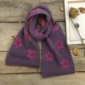 Sciarpa in maglia viola motivo floreale bambino inverno caldo scaldacollo moda accessorio - 20x130 cm / T27 Viola