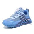 Kids running shoes with rotary dial lacing, breathable mesh outdoor sports sneakers for boys and girls. - 38 / Double Mesh Denim Blue