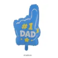 Blue #1 Dad foil balloon finger shape for Father's Day party decoration and celebration setup. - Father's Day Gesture NO.1 Balloon