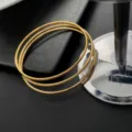 Gold minimalist thin bangle bracelets set, elegant multi-layer stackable jewelry for women. - Three-Piece Set (J-40#) / Gold