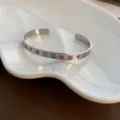 Bracelet manchette ouvert mahjong en acier inoxydable beau bijou tendance pour femme - 05-J9 Jonc Mahjong en Acier Titane