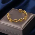 Bracelet manchette maillons ancre dorés, jonc ouvert en métal tendance pour femme bijoux. - 61# Jonc Nez de Cochon en Acier Titane Doré