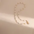 Collana di perle d'acqua dolce vintage francese con perline dorate e ciondolo a cuore - Stile 8