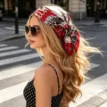 Leopard print satin hair scarf 60x60cm, stylish head wrap for spring and summer women fashion. - 60x60cm / Red Leopard Chain