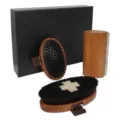 Wooden pet grooming brush set with rubber bristle massage brush and storage box for dogs cats - Grooming and Cleaning Three-Piece Set