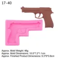 Silicone pistol gun mold for fondant, polymer clay, and resin crafts with compact size. - 1# Pistol Model(17-40) / Pink