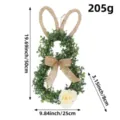 Künstlicher Buchsbaum Osterhase Kranz mit Jute Schleife und weißer Blütendekoration. - Champagner-Blumenstil (J3-21) / 50x25x8cm