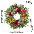 Artificial floral wreath with mixed peonies eucalyptus leaves for wall hanging decor - Autumn Harvest Peony Wreath 55cm