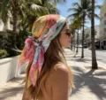 Women satin silk scarf 90x90cm vintage baroque headscarf fashion luxury square foulard hair wrap. - 90x90cm / Pink Green