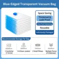 Sacchetto di compressione sottovuoto trasparente per vestiti e coperte con valvola blu. - 60x40cm / blu trasparente