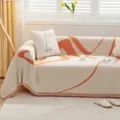 Chenille abstract pattern sofa cover throw blanket, modern living room furniture protector. - Flowing Cloud - Honey Orange / 180*230 [Small Double Seat]