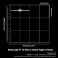 Transparent A4 11-hole 12-pocket card page binder sheet for photo and game card storage 10pcs - Extra Large A4 Rounded Corner 11 Holes 12-Pocket Pages 10 Sheets 166#