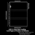 A4 size 11-hole 3-pocket transparent trading card binder pages refill sleeves 10pcs - A4 Rounded Corner 11 Holes Small Horizontal 3-Pocket Pages 10 Sheets 164#