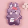 Purple cartoon plush hot water bag with cute bow and bear pattern, soft hand warmer variant. - Elegant Purple Rabbit
