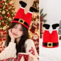 Cute upside-down Santa legs Christmas headband, creative fuzzy holiday hair accessory for party. - Red Upside Down Felt Christmas Hat