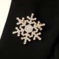 Exquisite crystal rhinestone snowflake brooch pin, elegant gold tone winter jewelry accessory. - Gold Snowflake Style (2018)