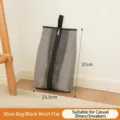 Bolsa de malla para botas con cremallera, organizador de zapatos portátil para viajes. - Bolsa de Zapatos Plana de Malla Negra
