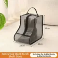 Bolsa de almacenamiento de botas de malla transparente organizador de zapatos portátil - Bolsa de Botines Corta de Malla Negra
