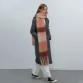 Vrouwen Winter Warm Ruitjes Sjaal Zacht Cashmere Voel Kwastje Roze Geel Geruite Sjaal - Roze Beige Bruin