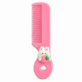 Joli peigne a cheveux rose en plastique pour le quotidien avec lapin mignon et trou en cœur. - Lapin Fraise / Peigne à Cheveux Poignée Cartoon