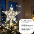 Stella puntale per albero di Natale luminosa in plastica trasparente, decorazione calda. - Stile a Righe (Portabatterie 2 AA) / 15cm / Colore Caldo