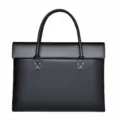 Borsa a mano da lavoro in pelle nera per uomo e donna ventiquattrore da ufficio minimal - Nero