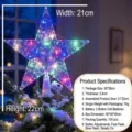 Puntale per albero di Natale luminoso in plastica trasparente LED decorazione festa 21cm - Stile a Righe (Batteria a Bottone) / 21cm / Colorato