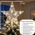 Stella trasparente luminosa per puntale albero di Natale in plastica luce calda 21cm. - Stile a Righe (Batteria a Bottone) / 21cm / Colore Caldo