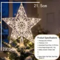 Puntale per albero di Natale luminoso in plastica trasparente con luci calde. - Stile a Pois (Batteria a Bottone) / 21cm / Colore Caldo