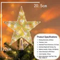 Puntale per albero di Natale, stella di plastica luminosa con luci lampeggianti colorate calde. - Stile Colore Magico (Batteria a Bottone) / 21cm / Colore Caldo