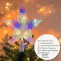 Stella puntale per albero di Natale luminosa in plastica trasparente colorata lampeggiante - Stile Colore Magico (Batteria a Bottone) / 21cm / Colorato