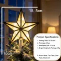 Transparenter Kunststoff leuchtender Weihnachtsbaum-Topper Stern mit warmen Lichtern - 16cm Goldrand Gestreift Warmweiß (Knopfbatterie)