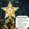 Stella trasparente in plastica luminosa per albero di Natale con luce calda, 15cm. - Stile a Pois (Batteria a Bottone) / 15cm / Colore Caldo