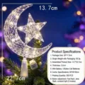 Puntale per albero di Natale in plastica trasparente LED forma luna luce calda decoro - Stile Stella e Luna in Cristallo Piatto (Batteria a Bottone) / 15cm / Colore Caldo