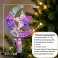 Puntale per albero di Natale luminoso in plastica trasparente decorazione colorata - Stile Stella e Luna a Pois (Batteria a Bottone) / 15cm / Colorato