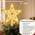 Puntale per albero di Natale a LED stella dorata luminosa per la decorazione della casa - Stella a Tre Strati con Stampa Gialla (Batteria a Bottone) / 19cm / Colore Caldo