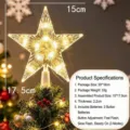 Stella puntale per albero di Natale luminosa in plastica trasparente luce calda - Stile a Righe (Batteria a Bottone) / 15cm / Colore Caldo