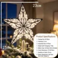 Puntale per albero di Natale LED a stella, plastica trasparente luminosa per decorazioni. - Stile Intagliato 3D Argentato (Batteria a Bottone) / 23cm / Colore Caldo