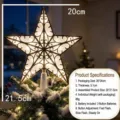 Stella puntale per albero di Natale trasparente luminosa a LED con luci calde e modalità. - Stile Intagliato 3D Dorato (Batteria a Bottone) / 20cm / Colore Caldo