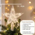 Bella stella puntale per albero di Natale in plastica trasparente luminosa LED 17cm - Stile a Rete a Doppio Strato (Batteria a Bottone) / 15cm / Colore Caldo
