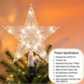 Puntale per albero di Natale luminoso in plastica trasparente con luce calda lampeggiante - Stile a Rete a Doppio Strato (Batteria a Bottone) / 20cm / Colore Caldo