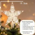 Puntale per albero di Natale in plastica trasparente LED decorazione luminosa - Stile Stella a Rete (Batteria a Bottone) / 20cm / Colore Caldo