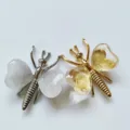 Crystal Butterfly Figurine Silver and Gold Crystal Heart Mineral Ornament SKU - Gold / White Crystal